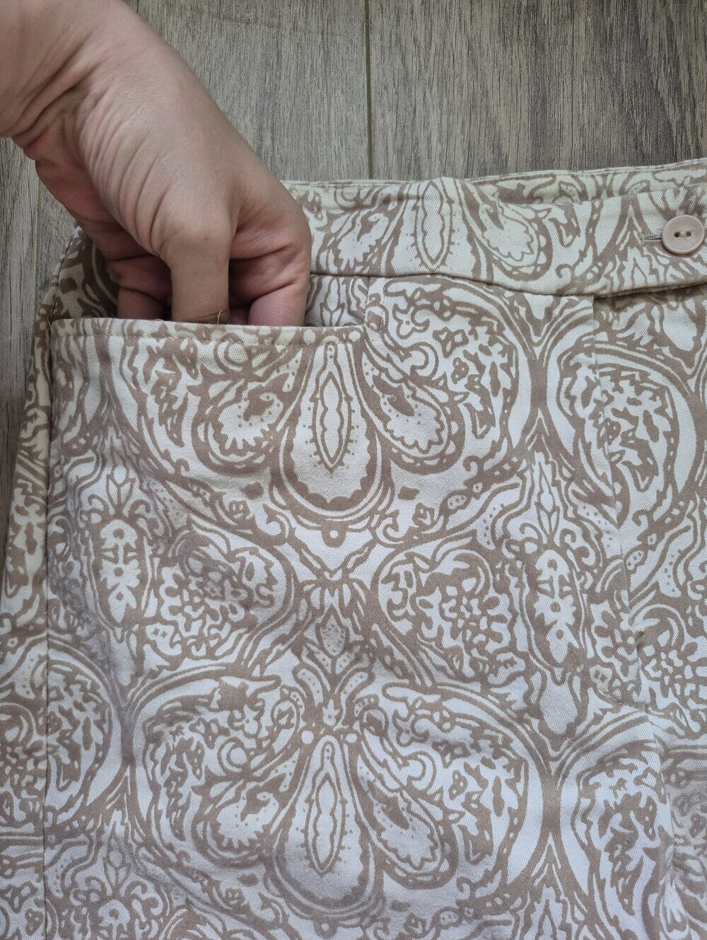 Nygard Collection Women’s Beige Textured Paisley Print Dress Pants Size 12 - Picture 4 of 9